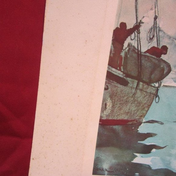 VTG 50'S WINSLOW HOMER PRINT "FISHING BOATS, KEY WEST" WATERCOLOR ART PRINT - Picture 3 of 6